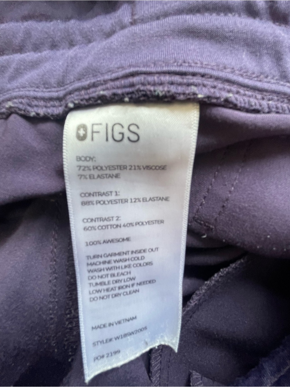 FIGS Women’s Purple Jogger Scrub Pants Cargo Pocket Sz Large - Picture 5 of 5